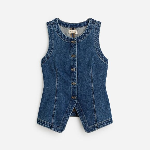 Madewell Denim Crewneck Vest in Concho Wash, Size 14 - Picture 6 of 10